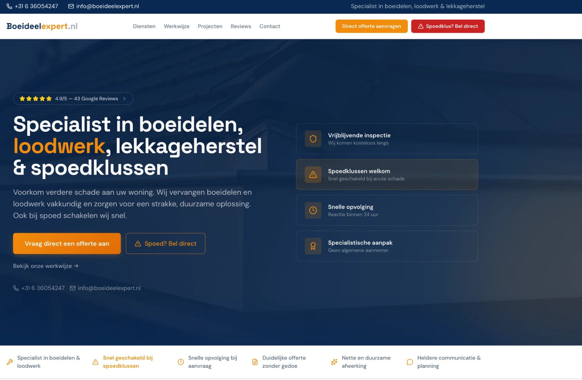 Homepage van de door Emre ontwikkelde website voor Boeideelexpert.nl